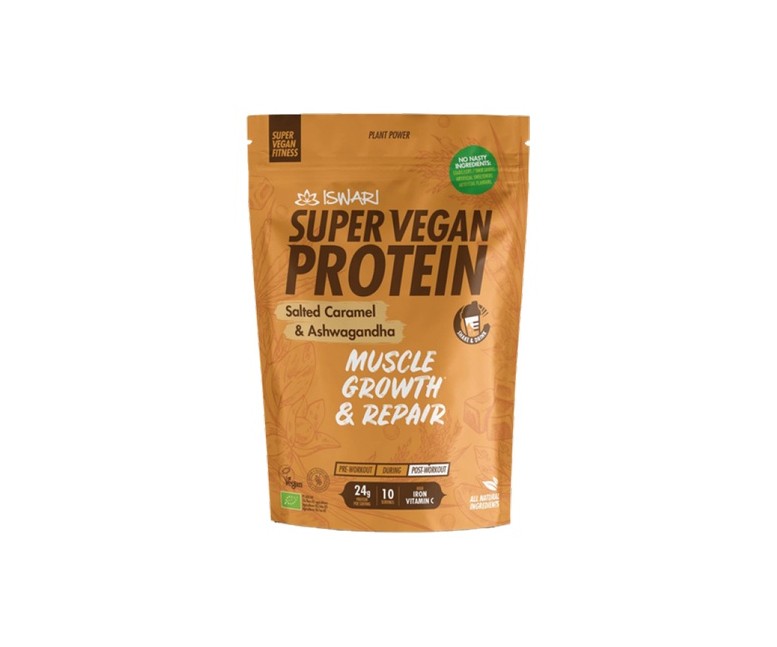 Super vegan protein caramelo salado-ashwagandha 350 g de polvo (Caramelo) Iswari