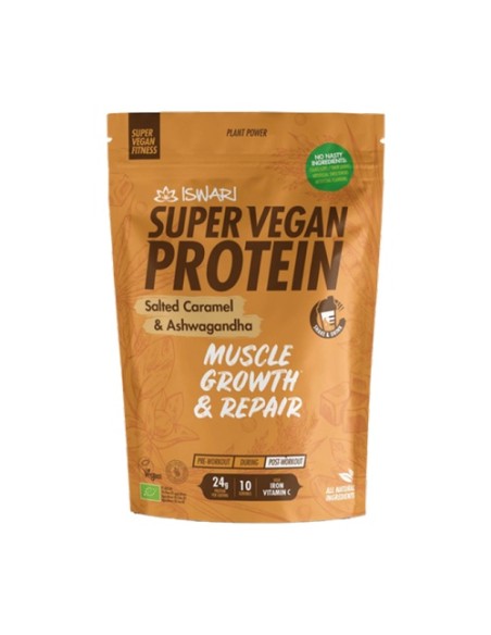 Super vegan protein caramelo salado-ashwagandha 350 g de polvo (Caramelo) Iswari