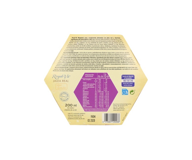 Royal Vit Mega Total Jalea Real 20 ampollas de 2000mg Dietisa