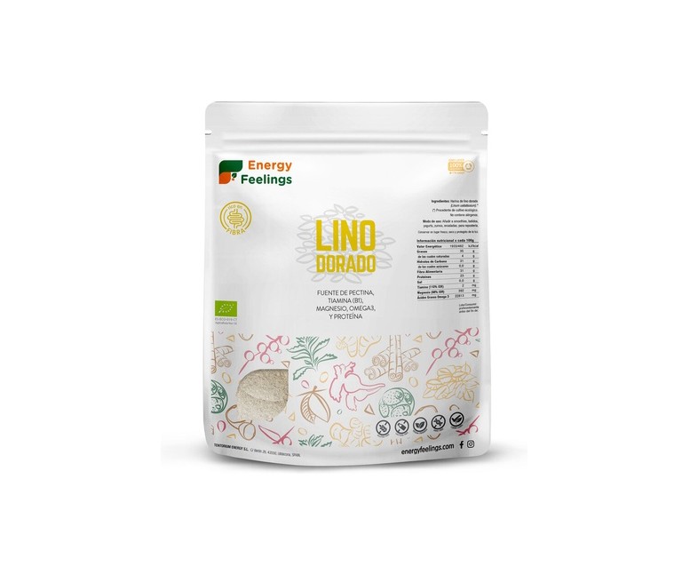 Harina de lino dorado Eco 500 g de polvo Energy Feelings