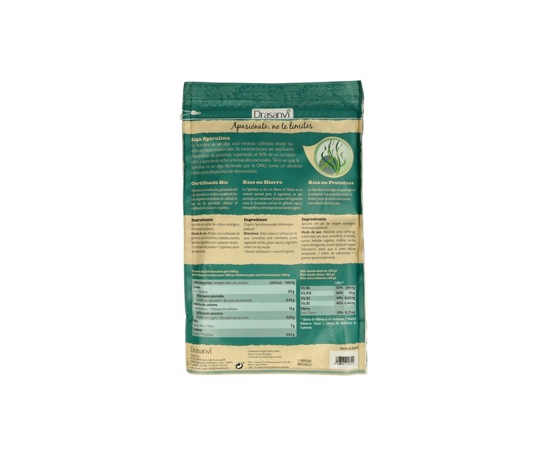 Alga Espirulina Doypack 150 g de polvo Drasanvi