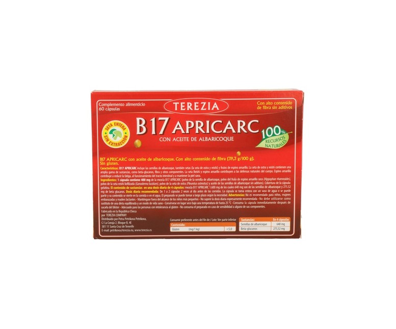 B17 Apricarc con Aceite de Albaricoque 60 cápsulas Terezia Company