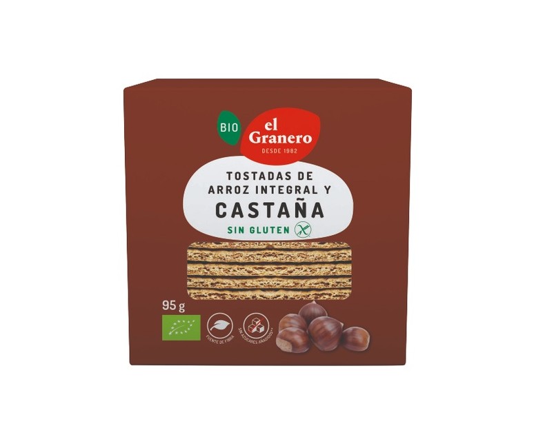 Tostadas de arroz integral y castañas sin gluten 95 g El Granero Integral