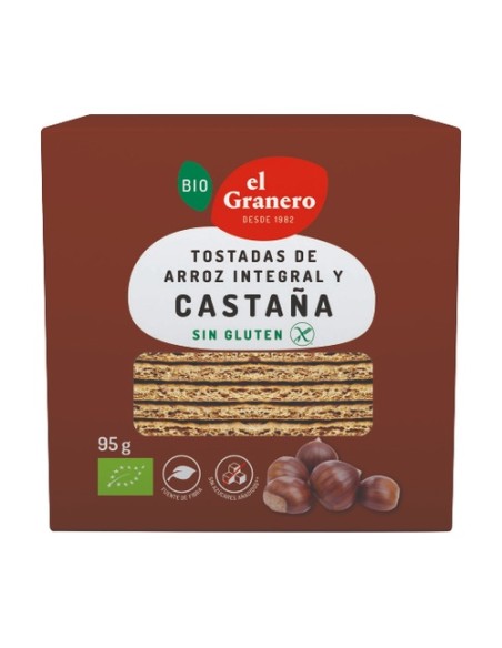 Tostadas de arroz integral y castañas sin gluten 95 g El Granero Integral