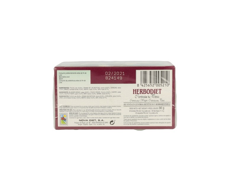 Herbodiet Infusiones Controla Tu Peso 20 bolsitas infusoras Nova Diet