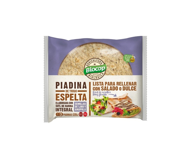 Piadina de Trigo Espelta con Semillas de Lino y Amapola 225 g Biocop