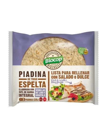 Piadina de Trigo Espelta con Semillas de Lino y Amapola 225 g Biocop