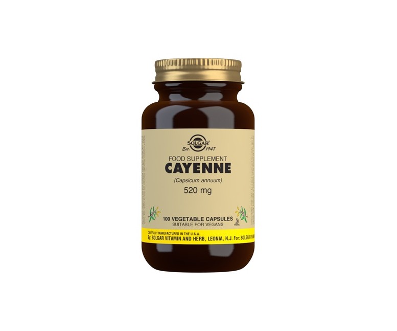 Cayena 100 cápsulas vegetales (520mg) Solgar