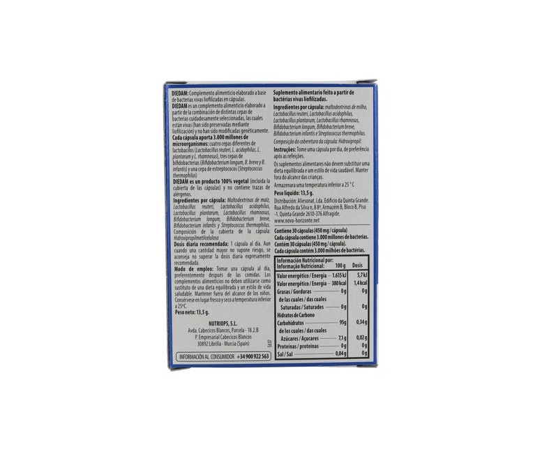 Diedam Lactobacilus 30 cápsulas DieDam