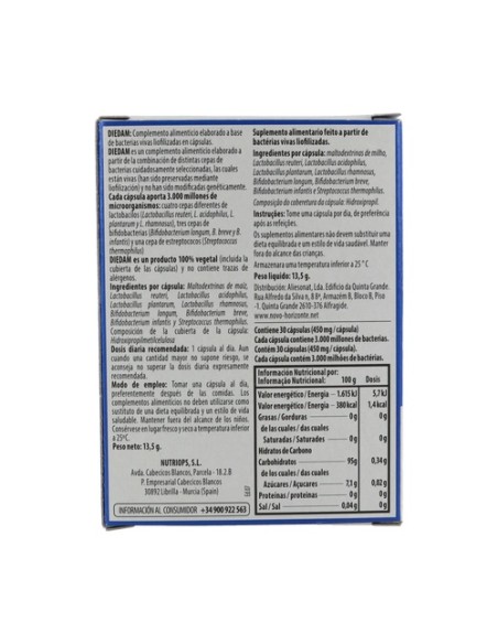 Diedam Lactobacilus 30 cápsulas DieDam