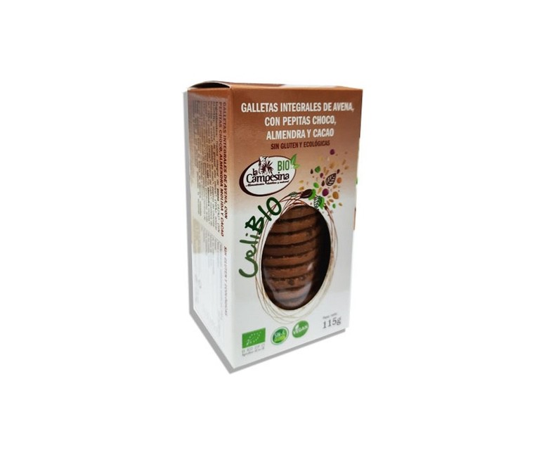 Galleta avena choco almendra celibio marrón 115 g La Campesina