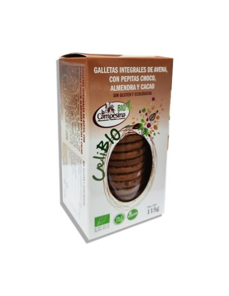 Galleta avena choco almendra celibio marrón 115 g La Campesina