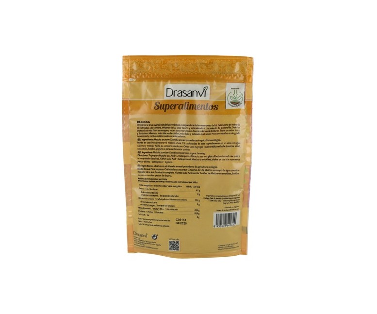 Superalimentos matcha ceremonial doypack 70 g de polvo (Matcha) Drasanvi