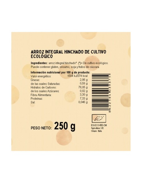 Arroz integral hinchado 250 g El Granero Integral