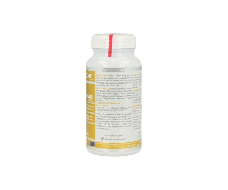 Vit D3 AB 90 comprimidos de 5000UI Airbiotic