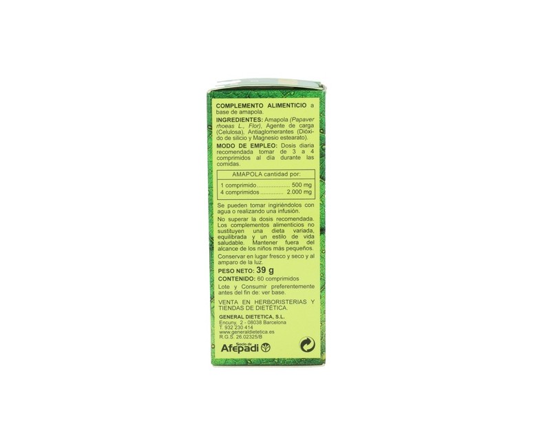 Amapola 60 comprimidos de 500mg Integralia