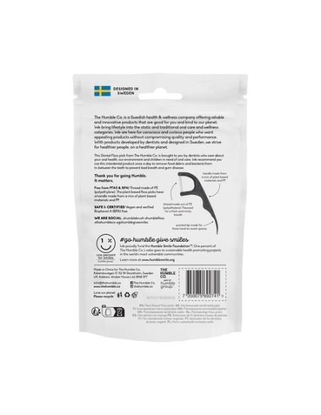 Hilo dental con mango menta-carbón 1 unidad The Humble Co.
