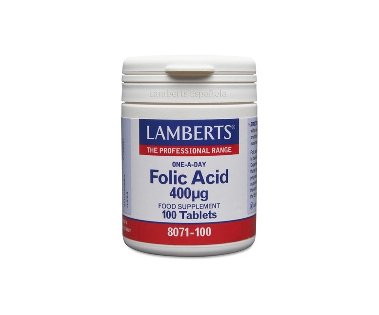 Ácido fólico 100 tabletas de 400μg Lamberts