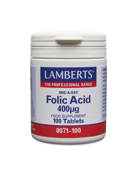 Ácido fólico 100 tabletas de 400μg Lamberts