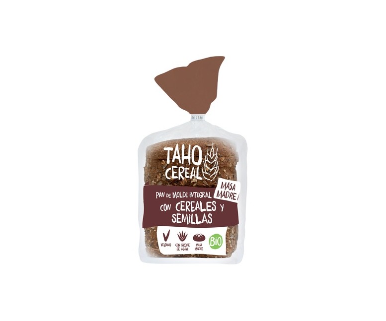 Pan de molde integral con cereales y semillas con masa madre Bio 400 g Taho Cereal