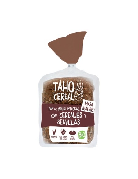 Pan de molde integral con cereales y semillas con masa madre Bio 400 g Taho Cereal