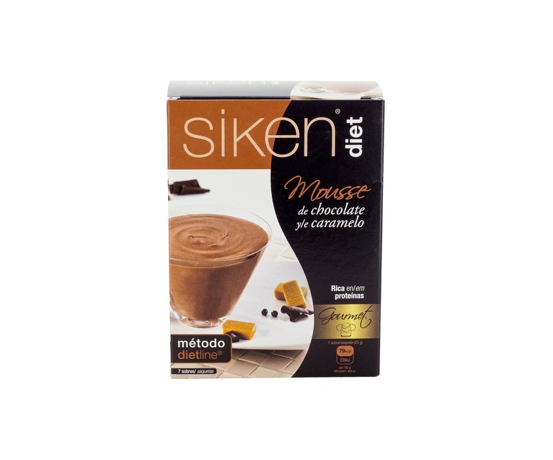 Siken Diet Mousse Gourmet de Chocolate y Caramelo Gourmet 7 sobres de 23g Siken