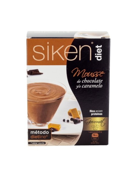 Siken Diet Mousse Gourmet de Chocolate y Caramelo Gourmet 7 sobres de 23g Siken