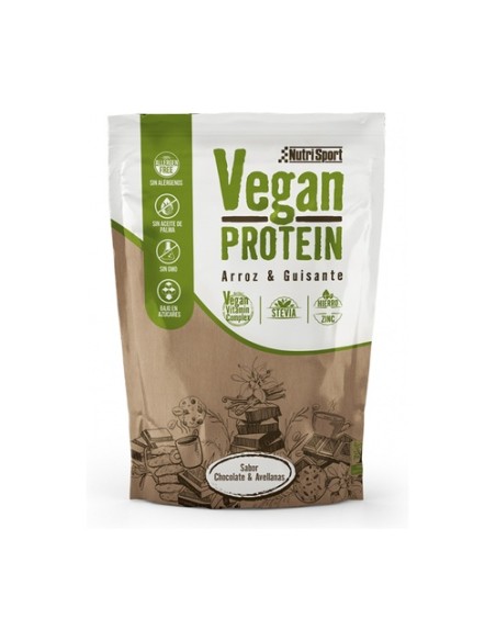 Proteína vegana choco y avellanas 468 g Nutrisport