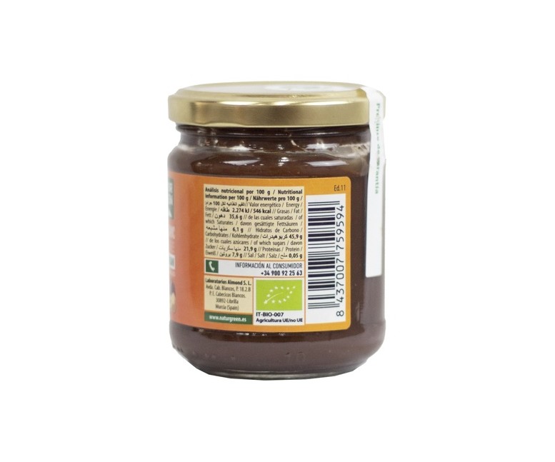 Crema de avellana de cacao Bio 200 g de crema NaturGreen