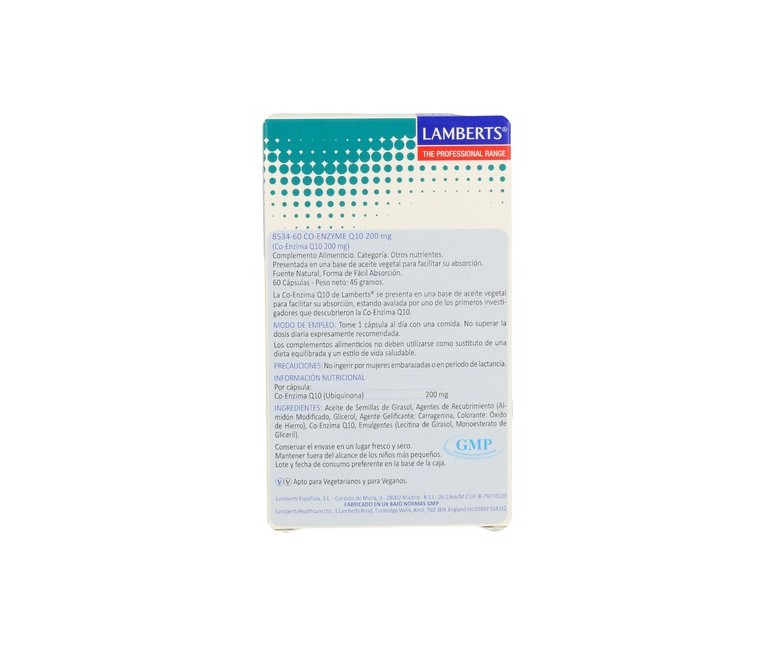 Coenzima Q10 200 mg 60 cápsulas de 200mg Lamberts
