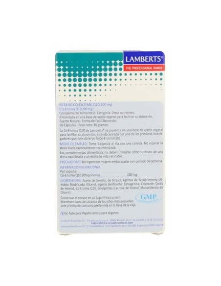 Coenzima Q10 200 mg 60 cápsulas de 200mg Lamberts