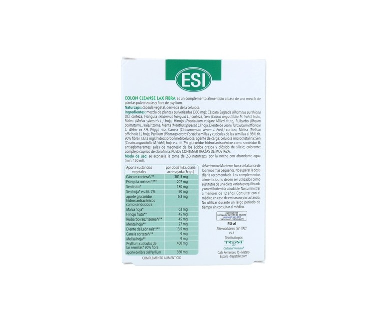 Colon cleanse lax fibra 30 cápsulas ESI