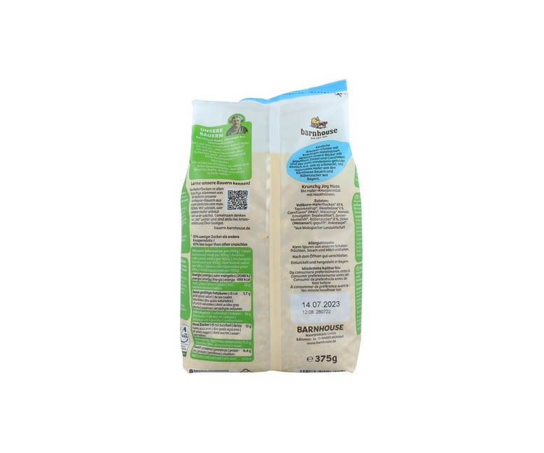 Muesli Krunchy Joy Avellanas 375 g Barnhouse