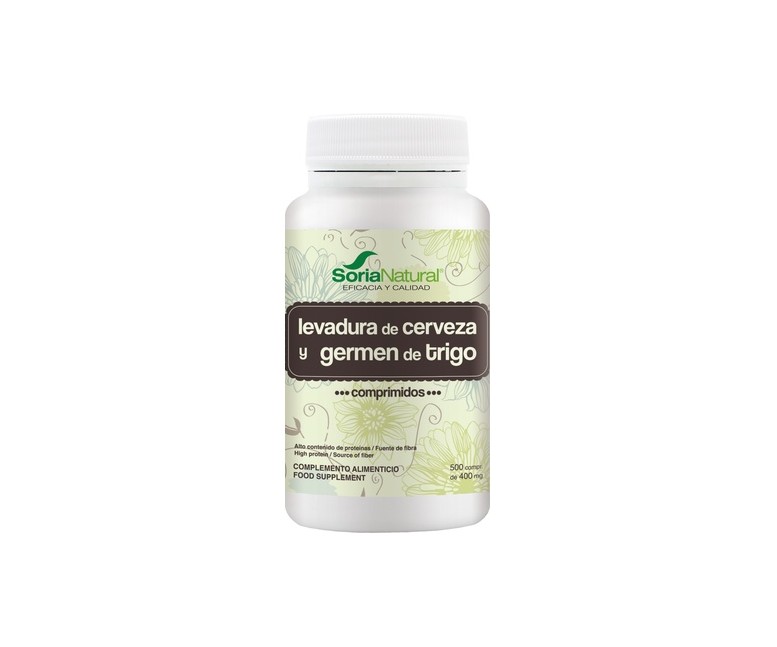 Germen de Trigo y Levadura de Cerveza 500 comprimidos de 400mg Soria Natural