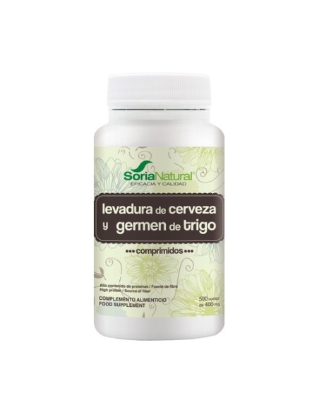 Germen de Trigo y Levadura de Cerveza 500 comprimidos de 400mg Soria Natural