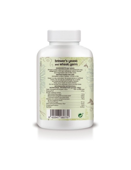 Germen de Trigo y Levadura de Cerveza 500 comprimidos de 400mg Soria Natural