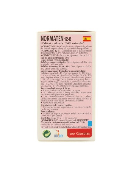 Normaten 12 8 100 cápsulas Lusodiet
