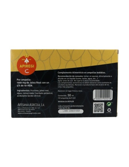 Apiregi C Jalea Real 10 ampollas de 5ml Apiregi