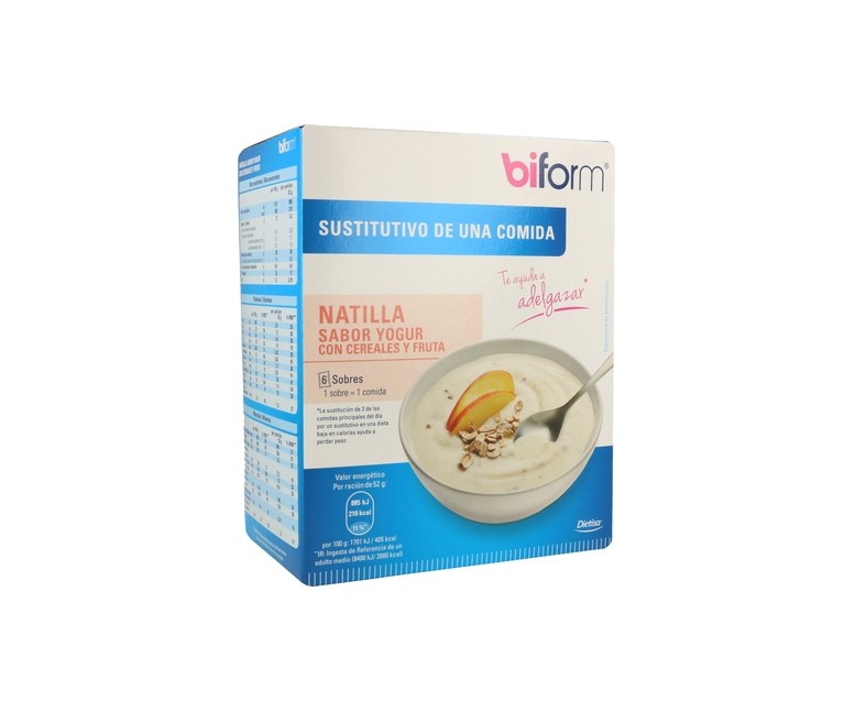 Natillas Yogur Cereales Fruta 6 sobres de 52g Biform