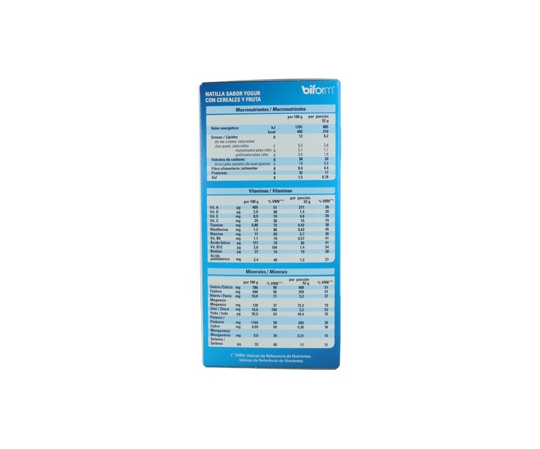 Natillas Yogur Cereales Fruta 6 sobres de 52g Biform