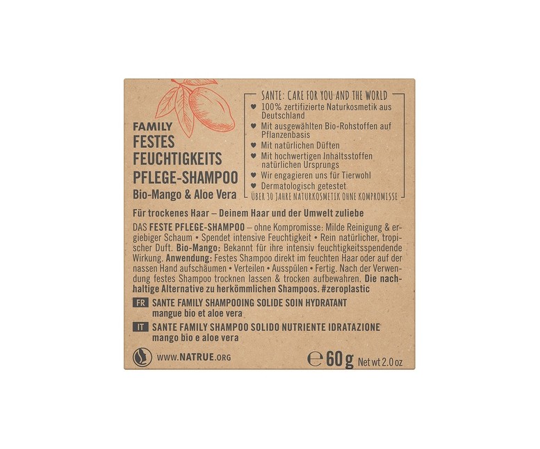 Champú sólido mango y aloe vera bio 60 g (Mango) Sante