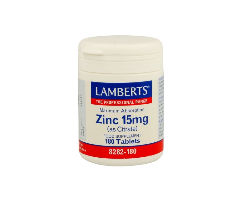 Zinc como Citrato 180 tabletas de 15mg Lamberts