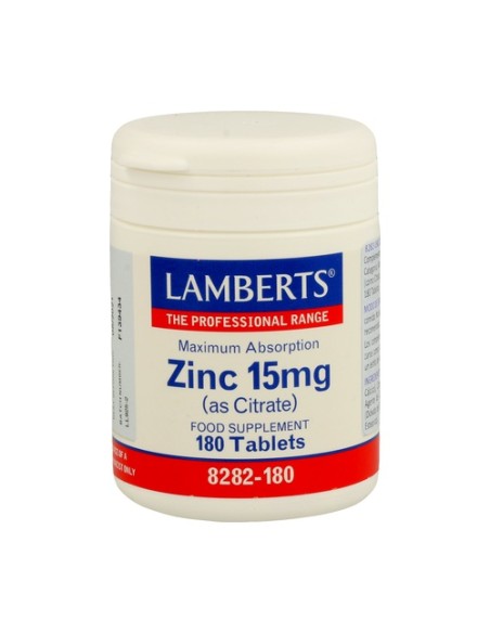 Zinc como Citrato 180 tabletas de 15mg Lamberts