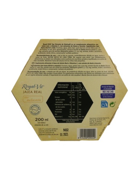 Jalea Real Top Formula Royal-Vit 20 ampollas Dietisa