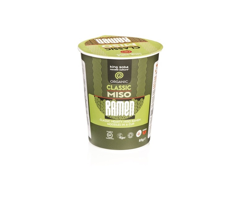 Vaso de sopa ramen miso sin gluten Bio 85 g King Soba