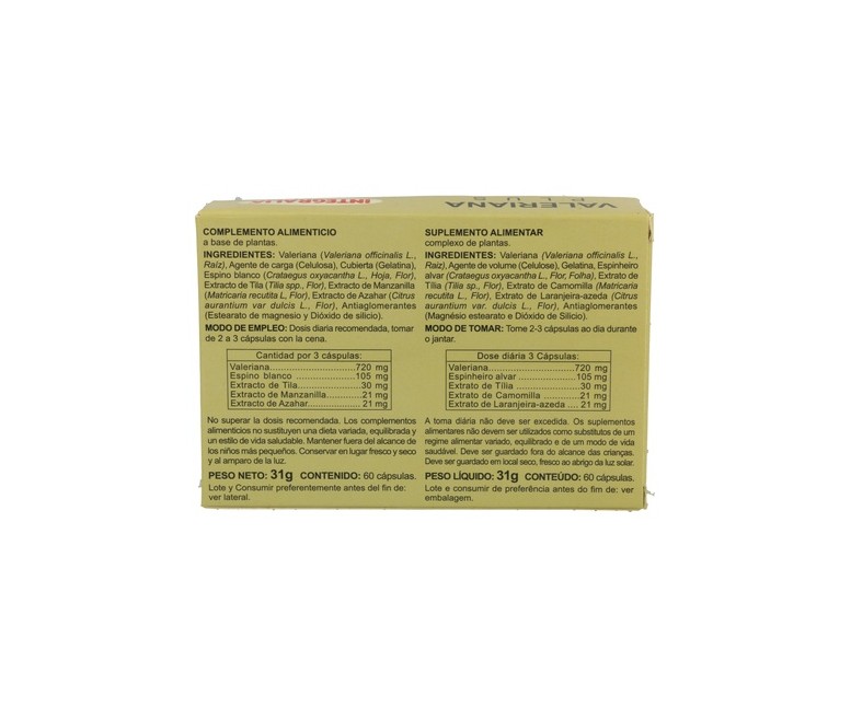 Valeriana Plus 60 cápsulas Integralia