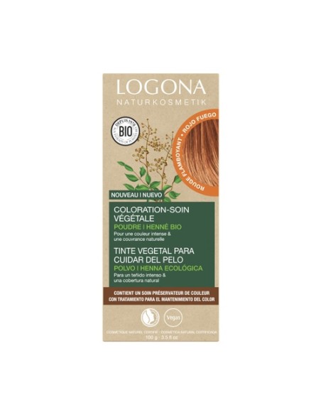 Tinte colorante vegetal caoba (Mahogany Red) 100 g Logona