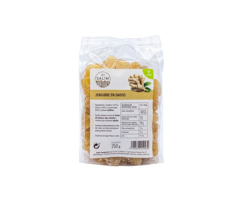 Jengibre deshidratado y azucarado 250 g Int-Salim