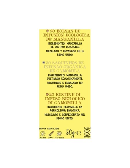 Infusión manzanilla Bio 20 bolsitas infusoras Cupper