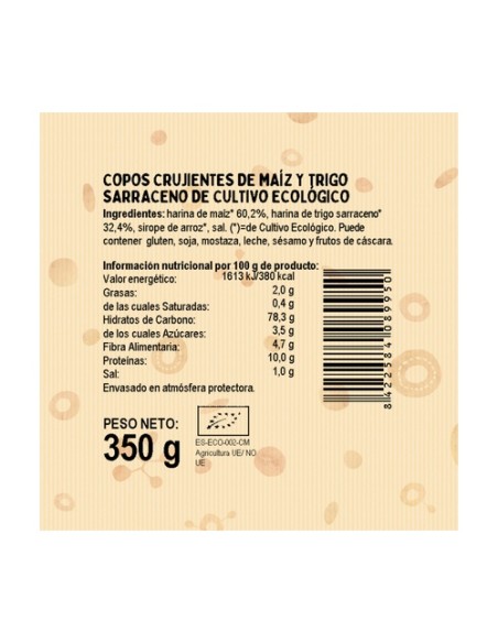 Copos crujientes de Maíz y Trigo sarraceno Bio 350 g El Granero Integral